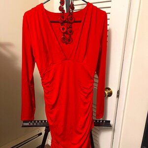 Red Fitted Party Dress